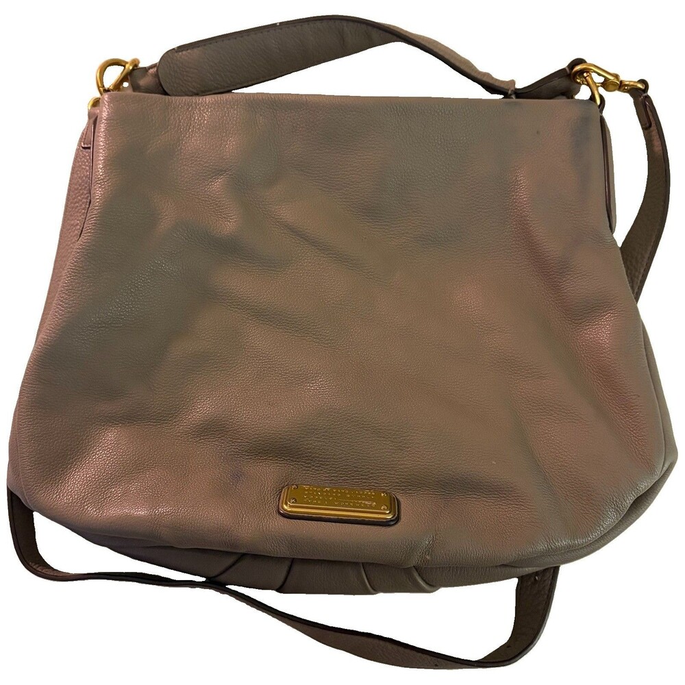 Marc By Marc Jacobs Hillier Hobo Bag Large Taupe Leather Crossbody Handbag